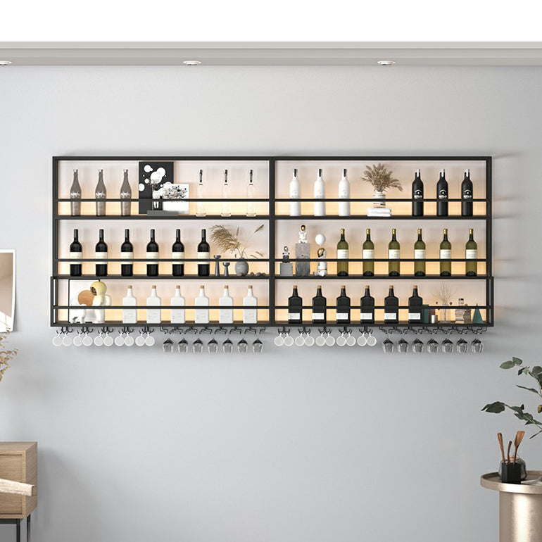 Modern Metal Wine Rack Wall Mounted Wine Bottle & Glass Rack for Living Room