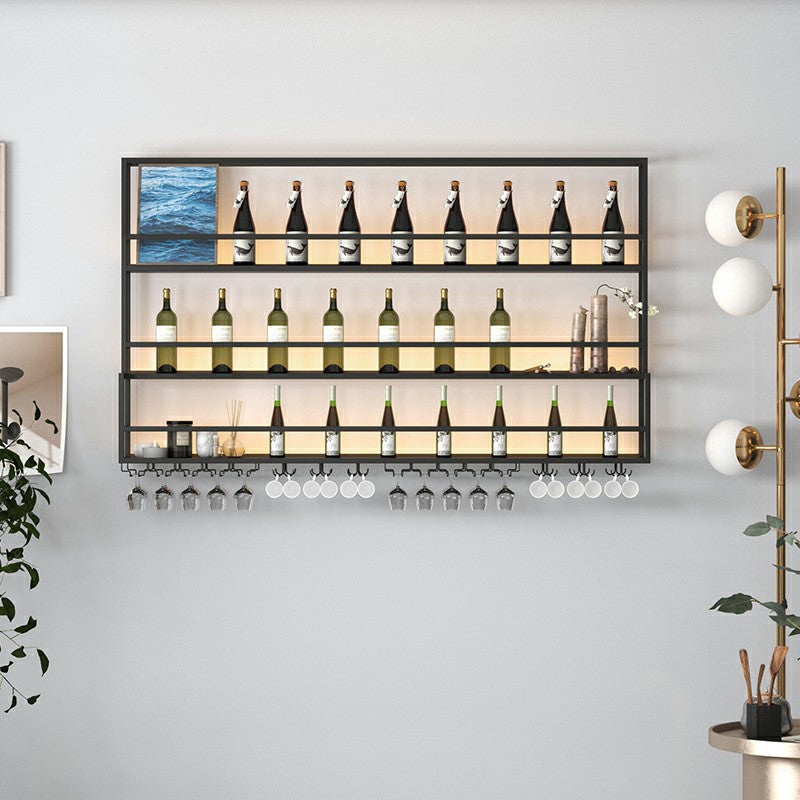 Modern Metal Wine Rack Wall Mounted Wine Bottle & Glass Rack for Living Room