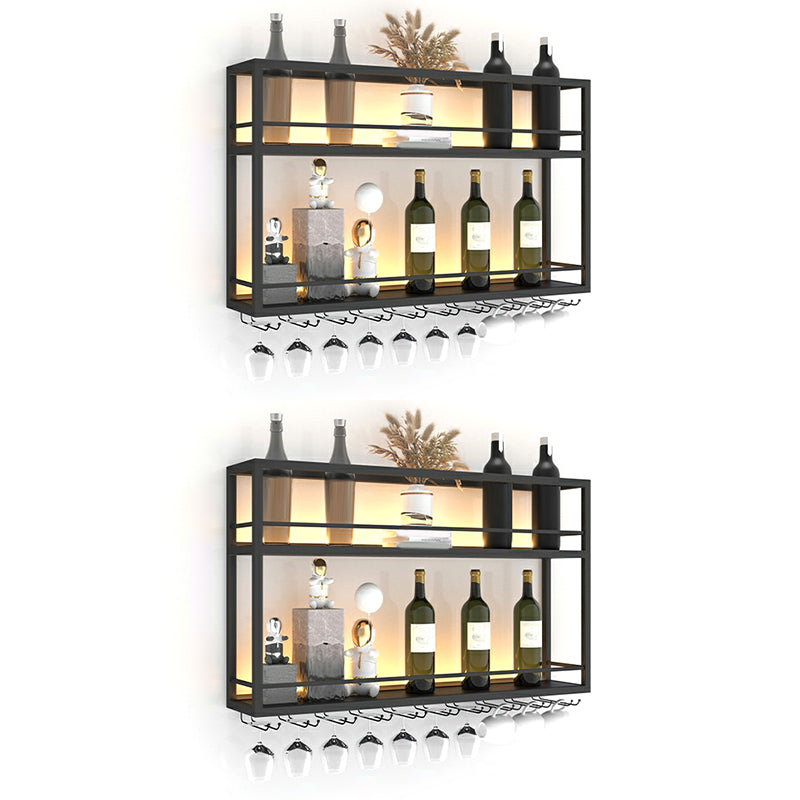 Modern Metal Wine Rack Wall Mounted Wine Bottle & Glass Rack for Living Room