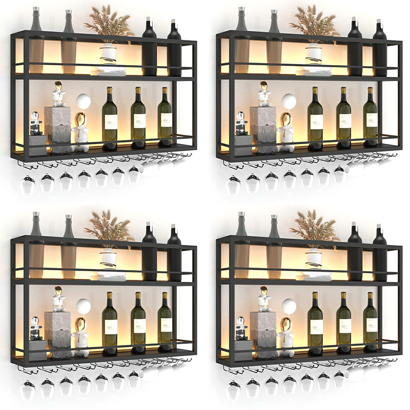 Modern Metal Wine Rack Wall Mounted Wine Bottle & Glass Rack for Living Room