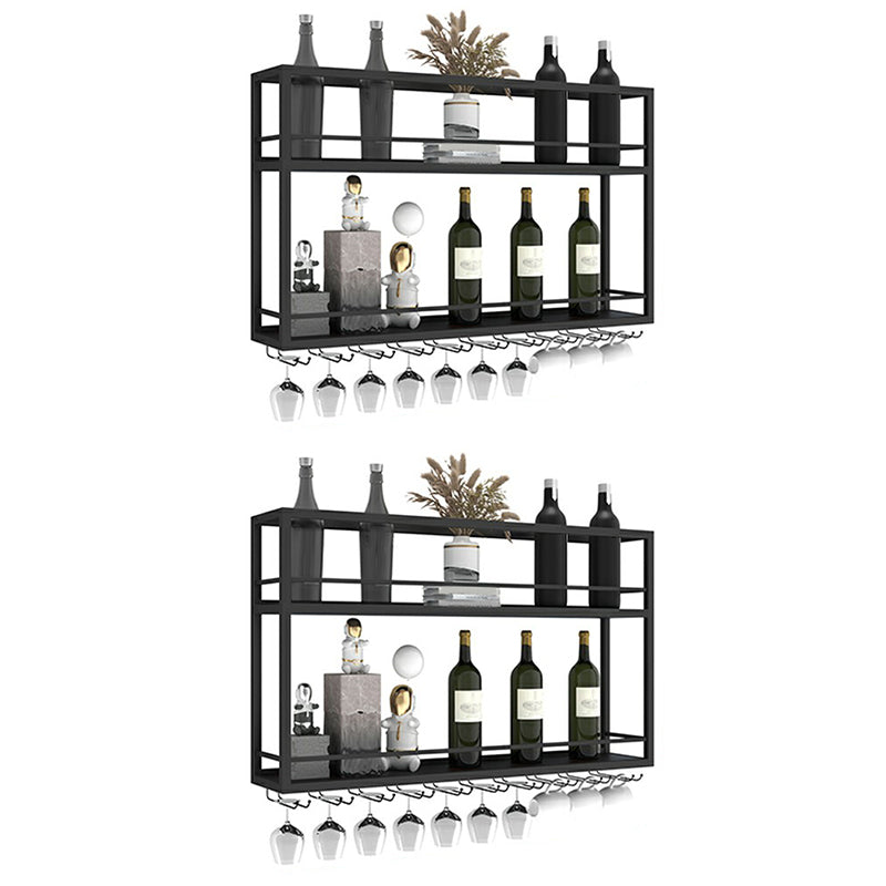 Modern Metal Wine Rack Wall Mounted Wine Bottle & Glass Rack for Living Room