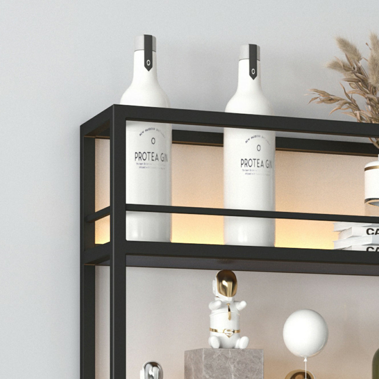 Modern Metal Wine Rack Wall Mounted Wine Bottle & Glass Rack for Living Room