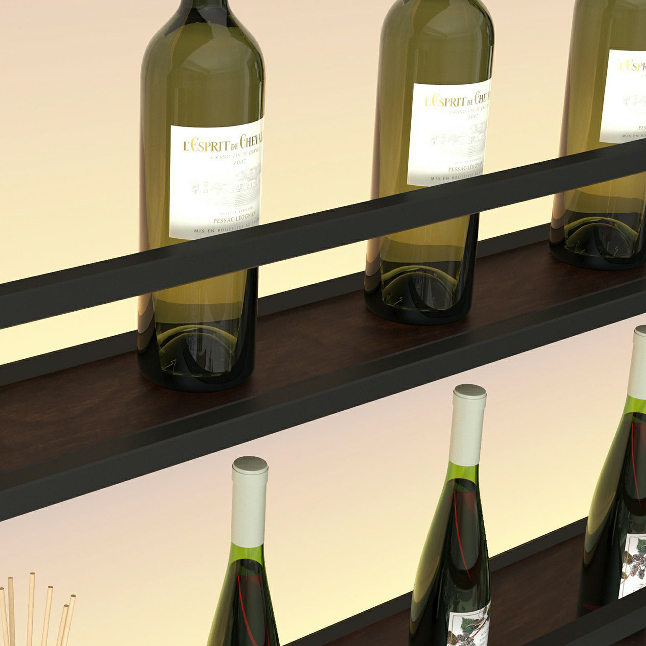 Modern Metal Wine Rack Wall Mounted Wine Bottle & Glass Rack for Living Room