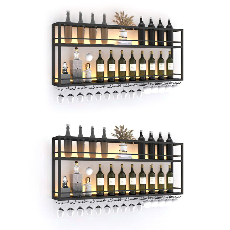 Modern Metal Wine Rack Wall Mounted Wine Bottle & Glass Rack for Living Room