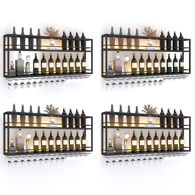 Modern Metal Wine Rack Wall Mounted Wine Bottle & Glass Rack for Living Room