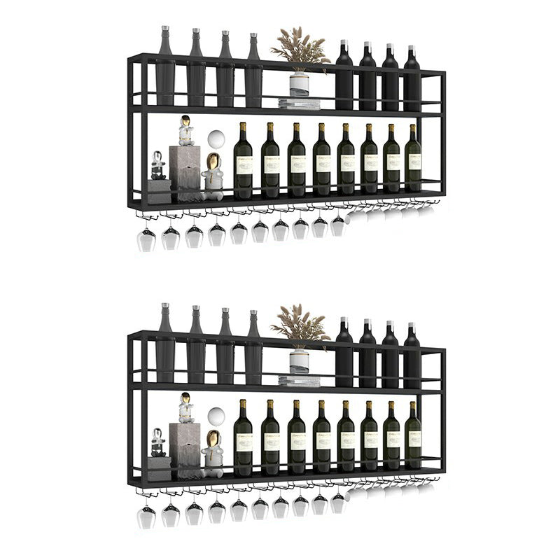 Modern Metal Wine Rack Wall Mounted Wine Bottle & Glass Rack for Living Room