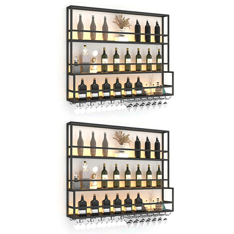 Modern Metal Wine Rack Wall Mounted Wine Bottle & Glass Rack for Living Room