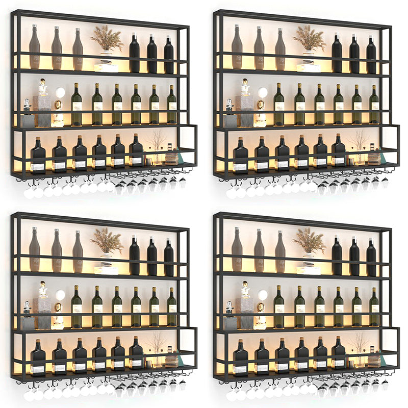 Modern Metal Wine Rack Wall Mounted Wine Bottle & Glass Rack for Living Room