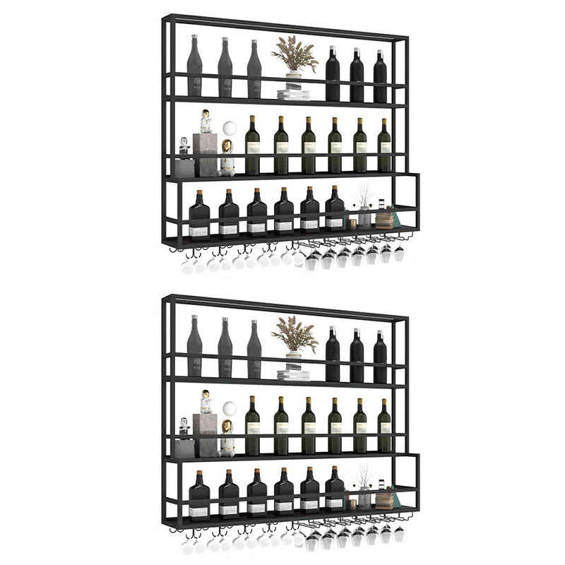 Modern Metal Wine Rack Wall Mounted Wine Bottle & Glass Rack for Living Room