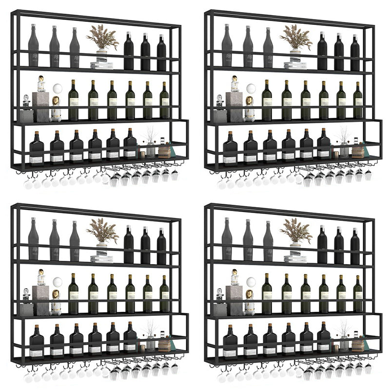 Modern Metal Wine Rack Wall Mounted Wine Bottle & Glass Rack for Living Room