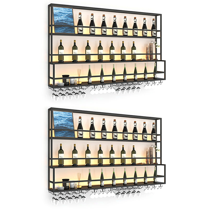 Modern Metal Wine Rack Wall Mounted Wine Bottle & Glass Rack for Living Room