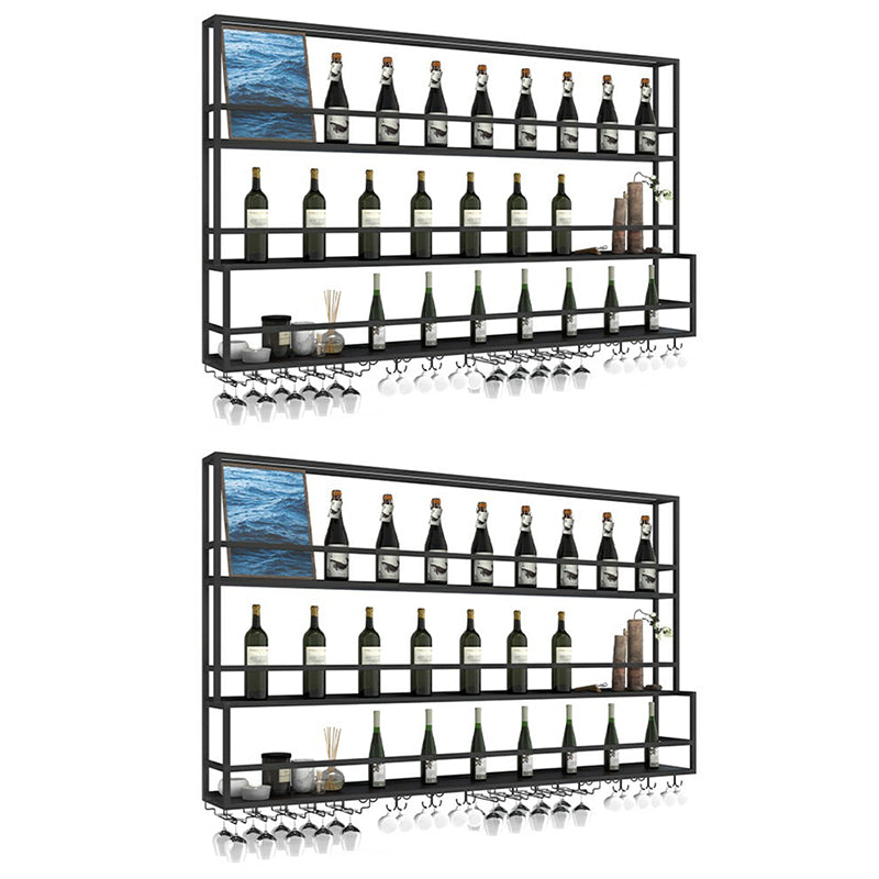 Modern Metal Wine Rack Wall Mounted Wine Bottle & Glass Rack for Living Room