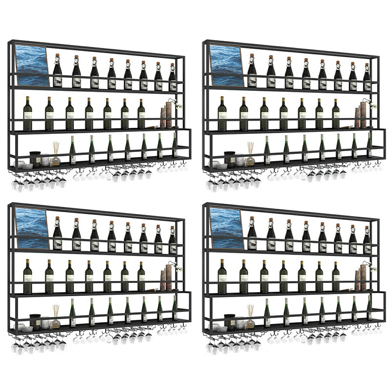 Modern Metal Wine Rack Wall Mounted Wine Bottle & Glass Rack for Living Room