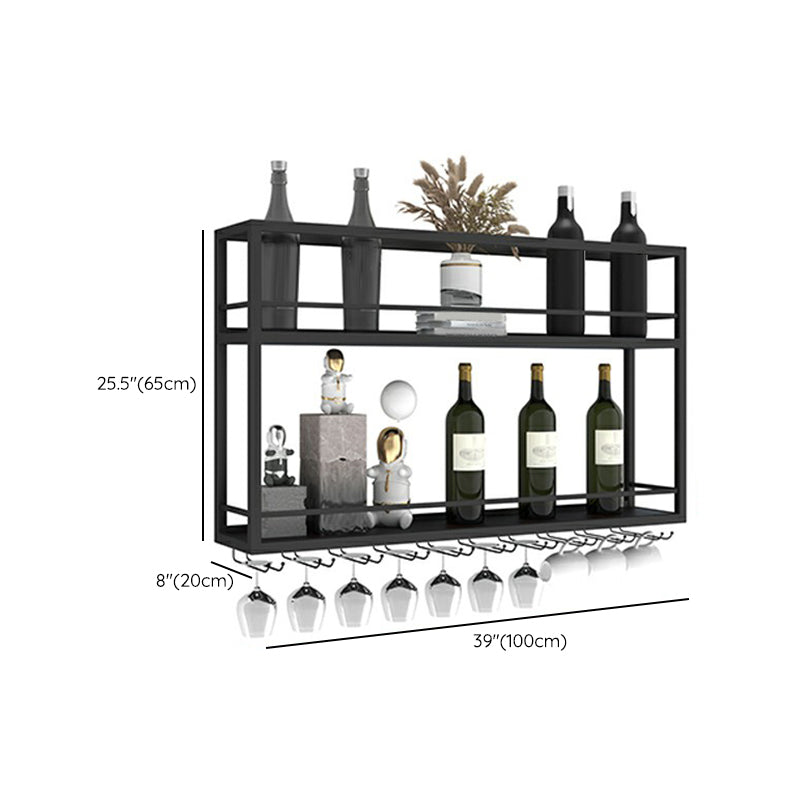 Modern Metal Wine Rack Wall Mounted Wine Bottle & Glass Rack for Living Room