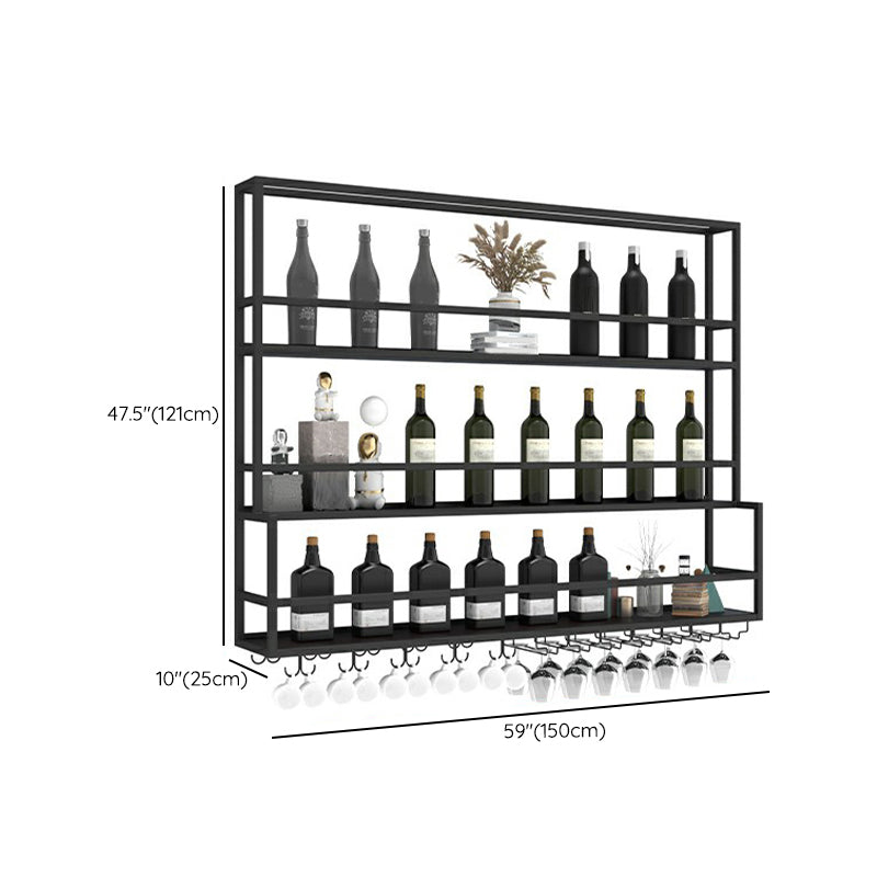 Modern Metal Wine Rack Wall Mounted Wine Bottle & Glass Rack for Living Room