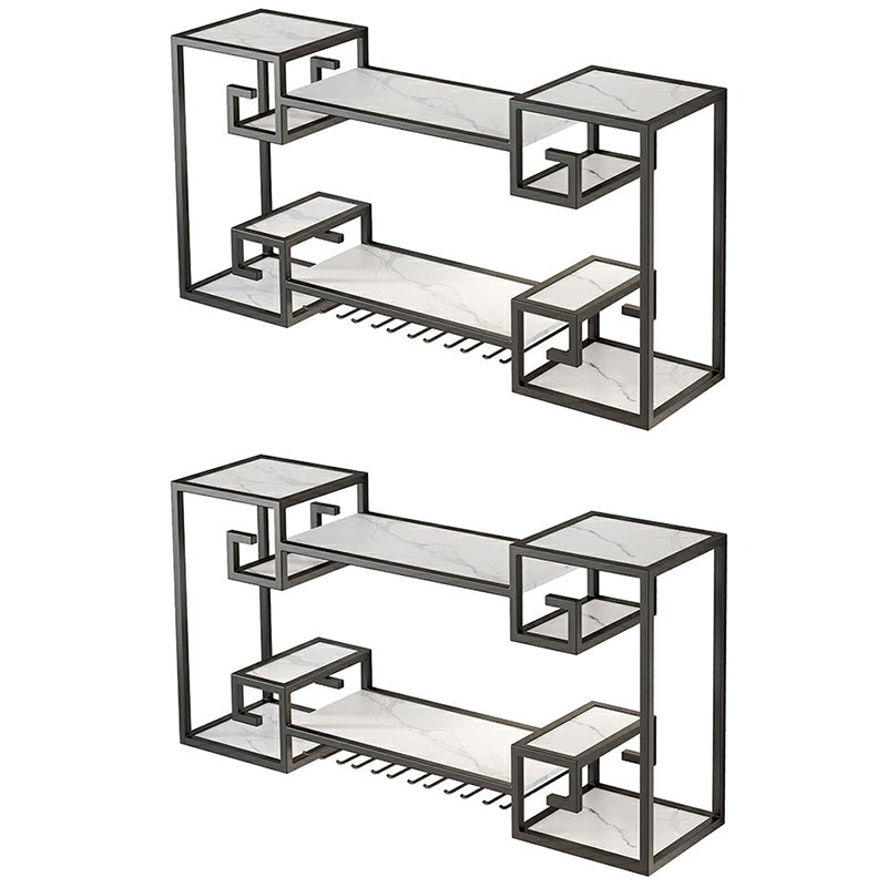 Wall Mounted Wine Rack Metal Wine Bottle & Glass Rack for Dining Room