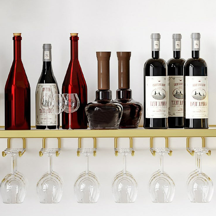 Wall Mounted Wine Rack Metal Wine Bottle & Glass Rack for Dining Room