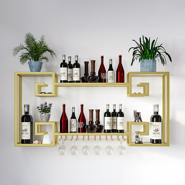 Wall Mounted Wine Rack Metal Wine Bottle & Glass Rack for Dining Room