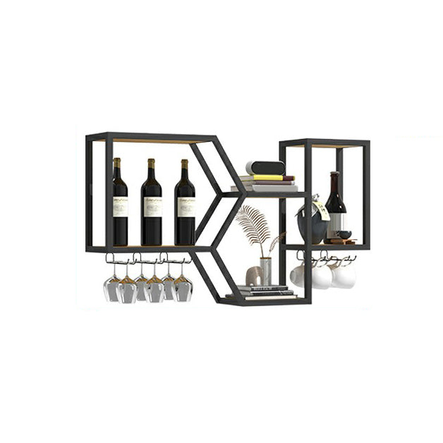 Wall Mounted Wine Rack Modern Metal Wine Bottle & Glass Rack for Dining Room