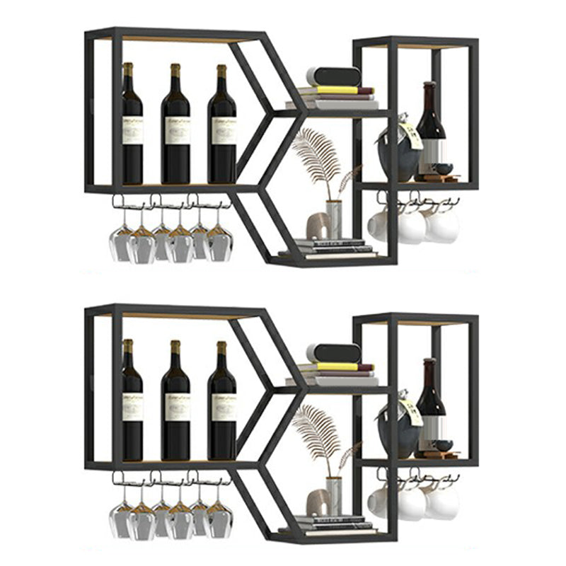 Wall Mounted Wine Rack Modern Metal Wine Bottle & Glass Rack for Dining Room