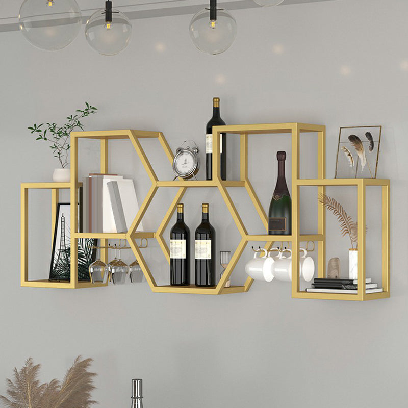 Wall Mounted Wine Rack Modern Metal Wine Bottle & Glass Rack for Dining Room