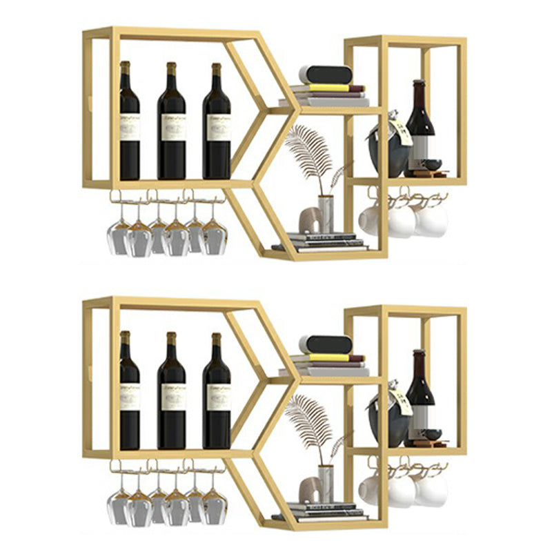 Wall Mounted Wine Rack Modern Metal Wine Bottle & Glass Rack for Dining Room