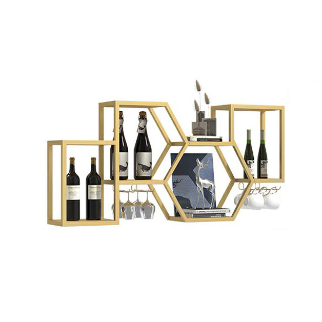 Wall Mounted Wine Rack Modern Metal Wine Bottle & Glass Rack for Dining Room