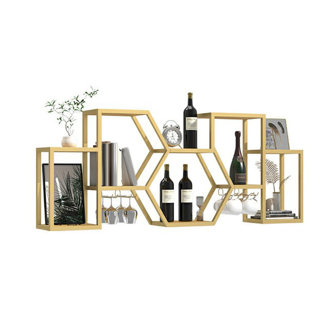 Wall Mounted Wine Rack Modern Metal Wine Bottle & Glass Rack for Dining Room