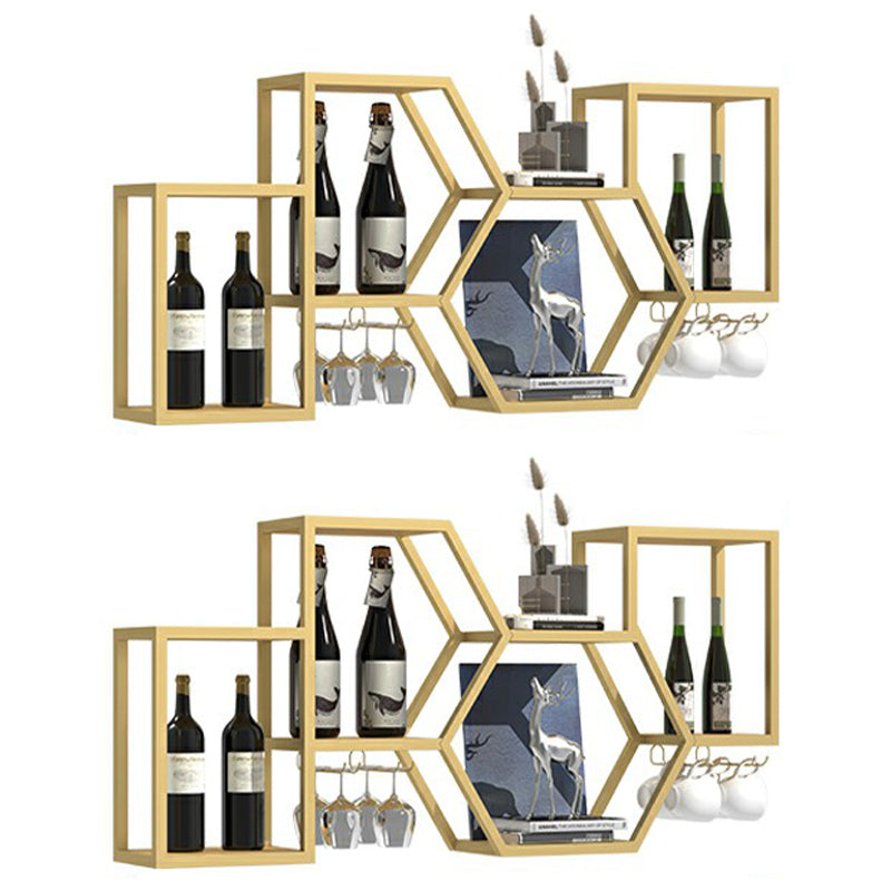 Wall Mounted Wine Rack Modern Metal Wine Bottle & Glass Rack for Dining Room