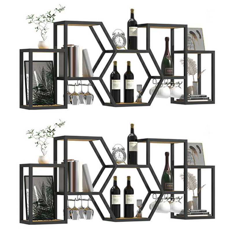 Wall Mounted Wine Rack Modern Metal Wine Bottle & Glass Rack for Dining Room