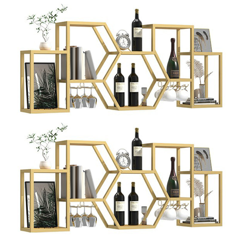 Wall Mounted Wine Rack Modern Metal Wine Bottle & Glass Rack for Dining Room