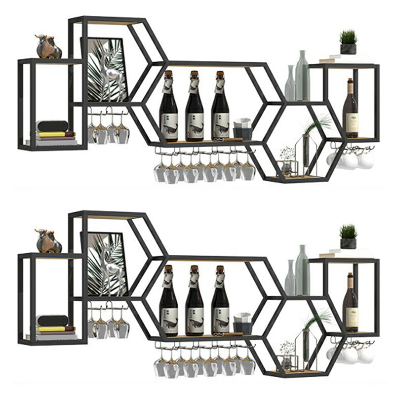 Wall Mounted Wine Rack Modern Metal Wine Bottle & Glass Rack for Dining Room