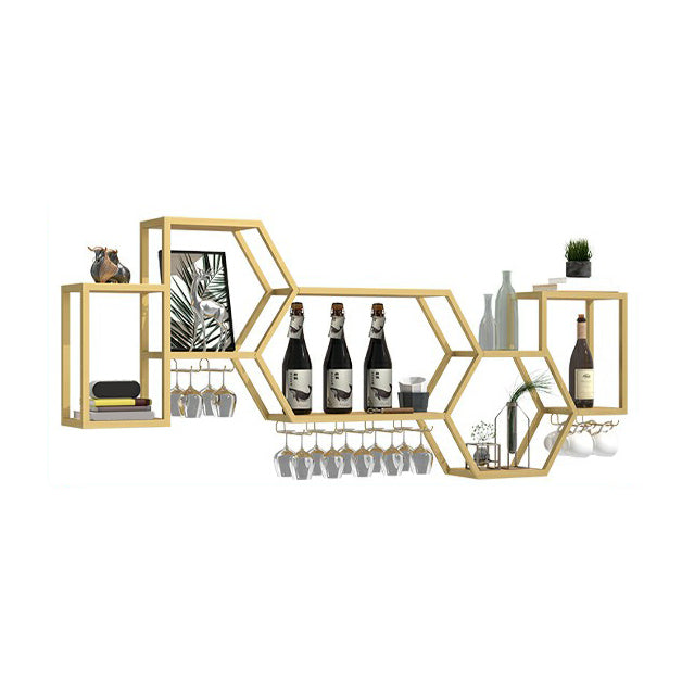 Wall Mounted Wine Rack Modern Metal Wine Bottle & Glass Rack for Dining Room