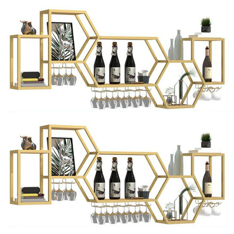 Wall Mounted Wine Rack Modern Metal Wine Bottle & Glass Rack for Dining Room