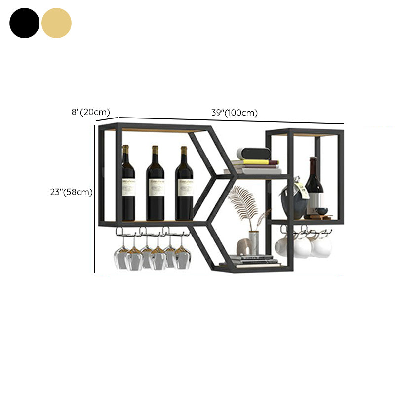 Wall Mounted Wine Rack Modern Metal Wine Bottle & Glass Rack for Dining Room