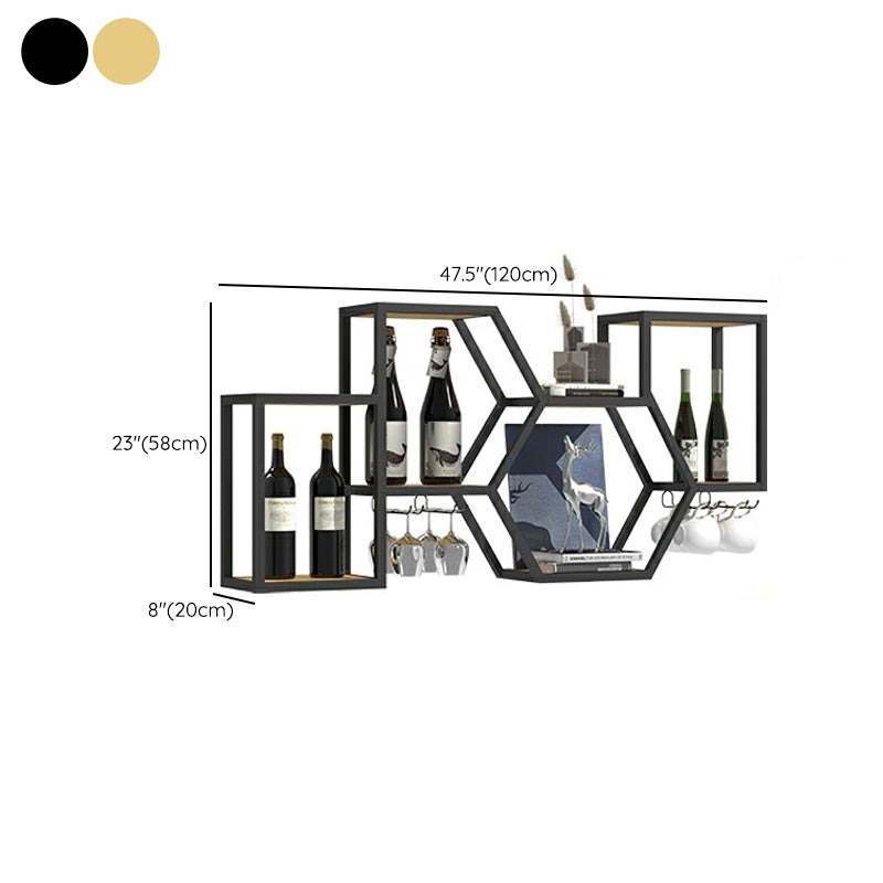 Wall Mounted Wine Rack Modern Metal Wine Bottle & Glass Rack for Dining Room