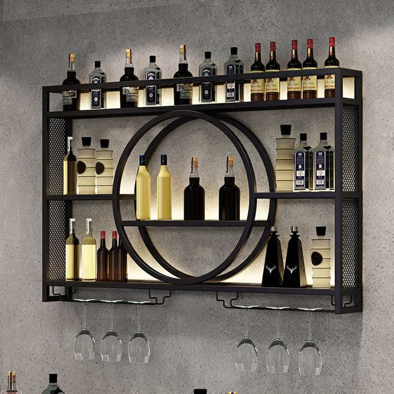 Wall Mounted Wine Rack Metal Wine Bottle & Glass Rack without Light