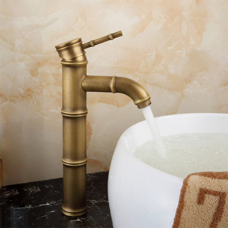 Farmhouse Brass Bathroom Faucet Lever Handle Faucet Single Hole Vessel Sink Faucet