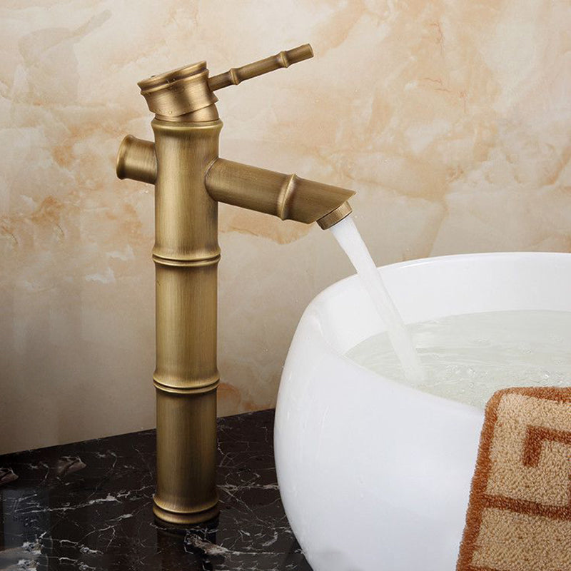 Farmhouse Brass Bathroom Faucet Lever Handle Faucet Single Hole Vessel Sink Faucet
