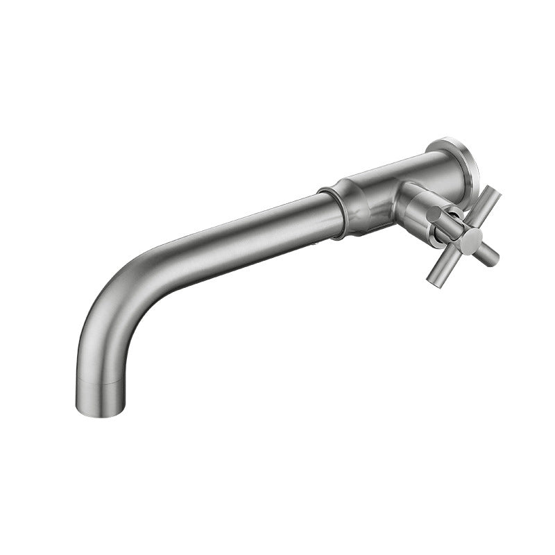 Contemporary Vessel Faucet Stainless Steel Cross Handles Wall Mounted Bathroom Faucet