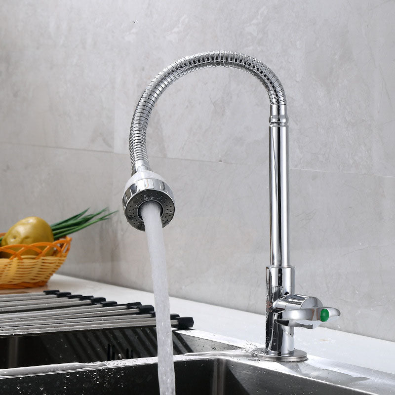 Modern 1-Hold Kitchen Faucet Single Handle Water Faucet in Chrome