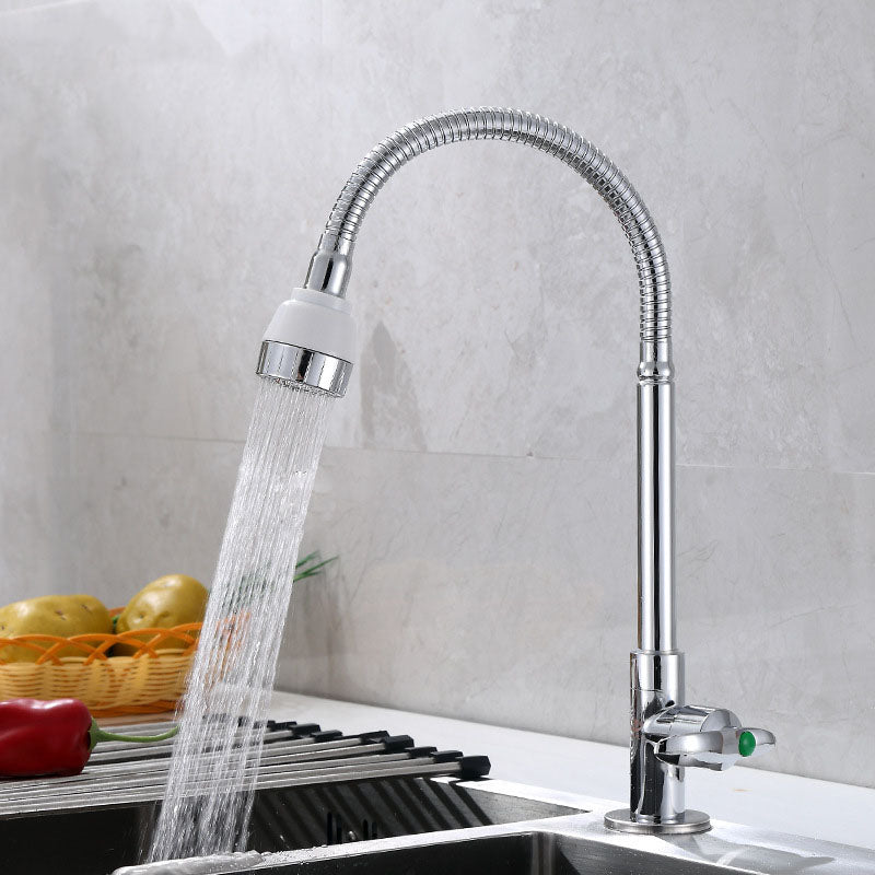 Modern 1-Hold Kitchen Faucet Single Handle Water Faucet in Chrome