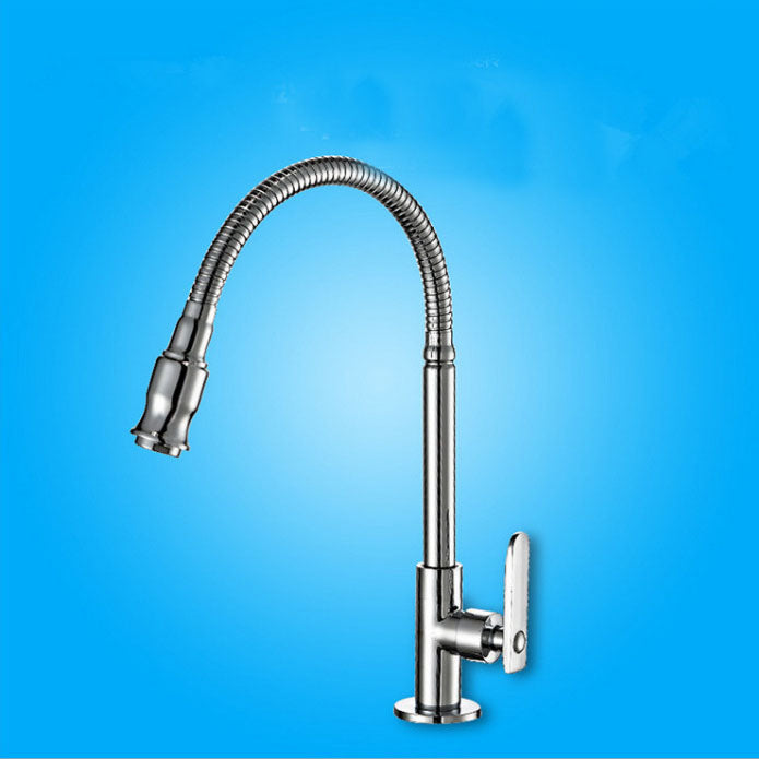 Modern 1-Hold Kitchen Faucet Single Handle Water Faucet in Chrome