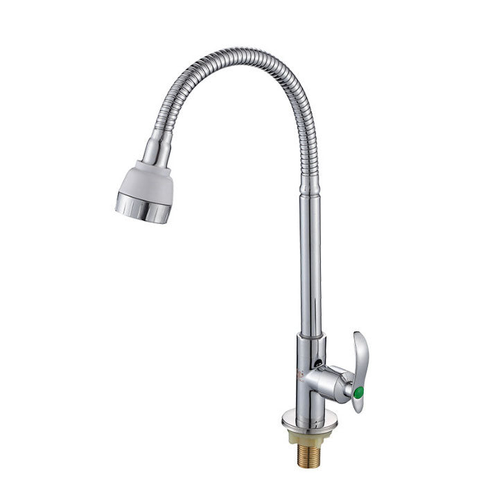 Modern 1-Hold Kitchen Faucet Single Handle Water Faucet in Chrome