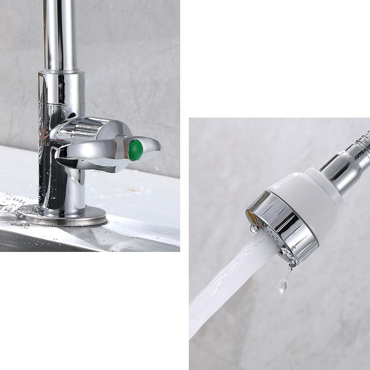 Modern 1-Hold Kitchen Faucet Single Handle Water Faucet in Chrome