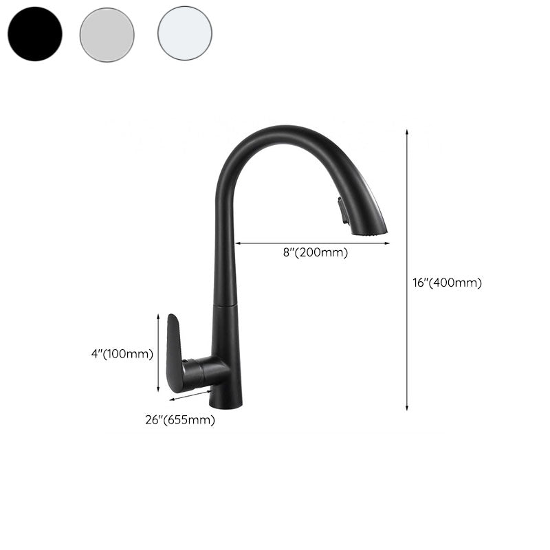 Modern 1-Handle Faucets Copper with Pull Out Sprayer Gooseneck Faucets