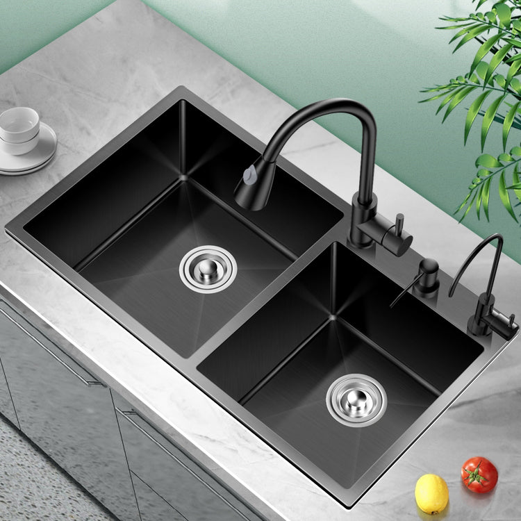 Contemporary Style Kitchen Sink Drop-In Stainless Steel Double Kitchen Sink