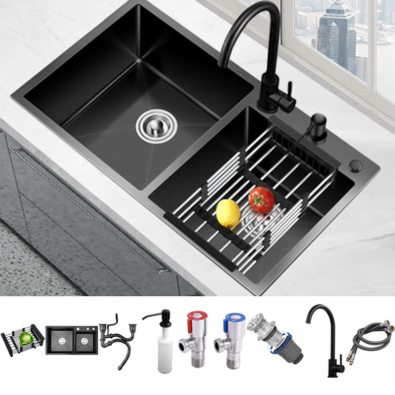 Contemporary Style Kitchen Sink Drop-In Stainless Steel Double Kitchen Sink