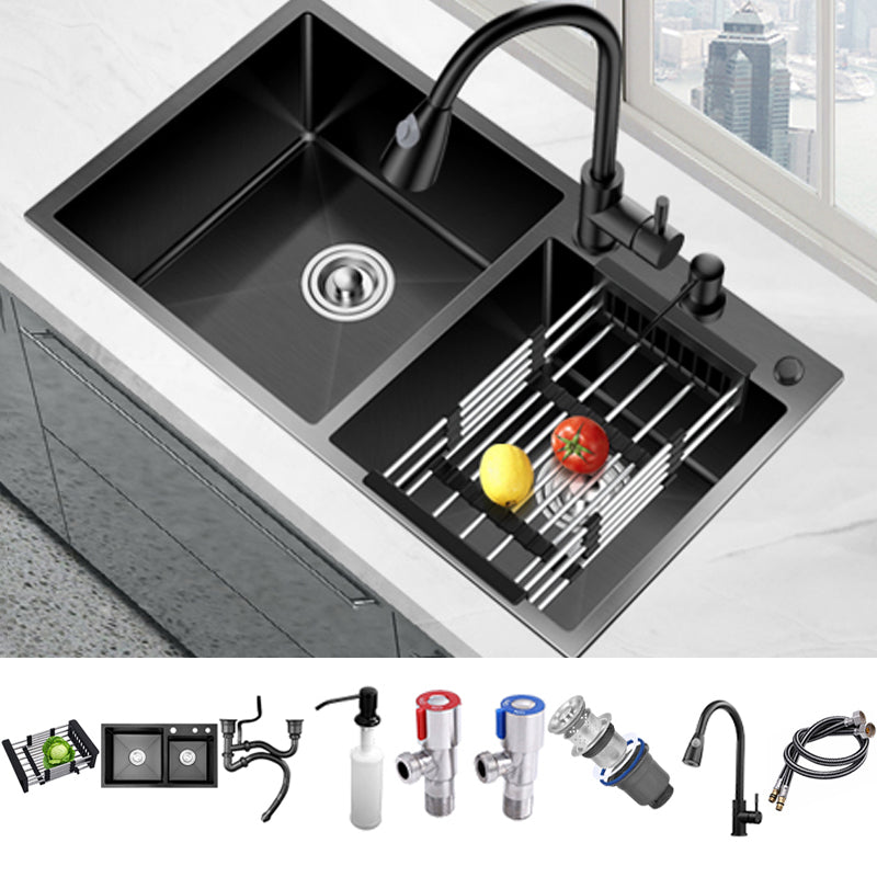 Contemporary Style Kitchen Sink Drop-In Stainless Steel Double Kitchen Sink