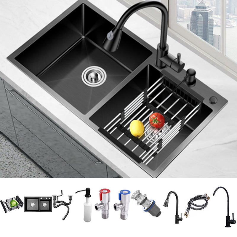 Contemporary Style Kitchen Sink Drop-In Stainless Steel Double Kitchen Sink